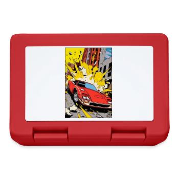 Pop Art Cartoon Sports Car Action - Lunchbox - red - Front