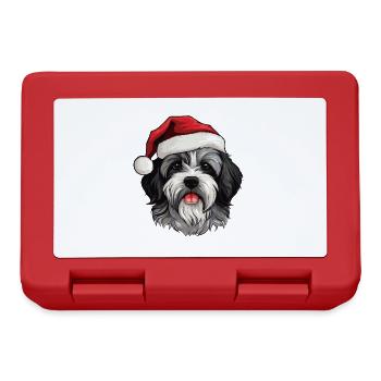 Tête de Noël de chien bichon havanais - Boîte à goûter - rouge - Devant