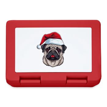 Pug Hund Mops Weihnachten Kopf - Brotdose - Rot - Vorne
