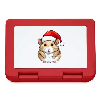 Hamster Weihnachten Tier Kopf - Brotdose - Rot - Vorne