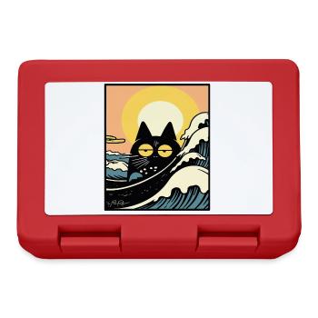 S’ennuyer sur la plage : un chat rétro - Boîte à goûter - rouge - Devant