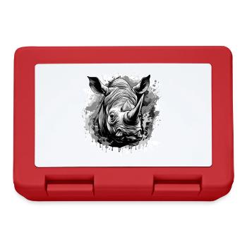 Rhinocéros Tête Portrait Animal - Boîte à goûter - rouge - Devant