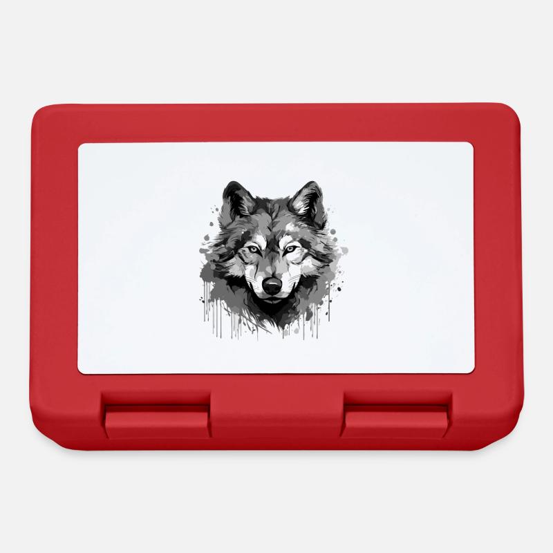 Wolf Kopf Porträt Tier - Brotdose - Rot