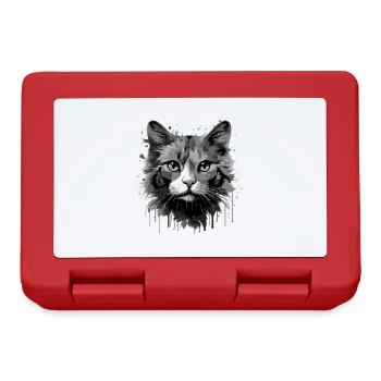 Katze Symbol Kopf Porträt Tier - Brotdose - Rot - Vorne
