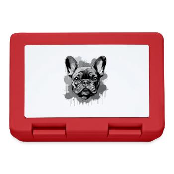 Französische Bulldogge Hund Kopf Porträt - Brotdose - Rot - Vorne