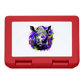 Rhinoceros Head Portrait Colorful - Lunchbox - red - Front