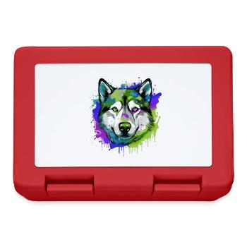 Husky Dog Head Portrait Colorful - Lunchbox - red - Front