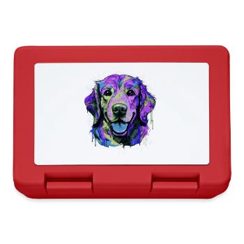Golden Retriever Dog Head Portrait Colorful - Lunchbox - red - Front