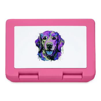 Golden Retriever Dog Head Portrait Colorful - Lunchbox - pink - Front