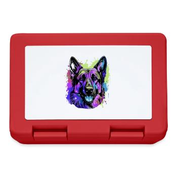 German Shepherd Dog Head Portrait Colorful - Lunchbox - red - Front