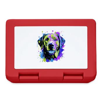 Labrador Dog Head Portrait Colorful - Lunchbox - red - Front