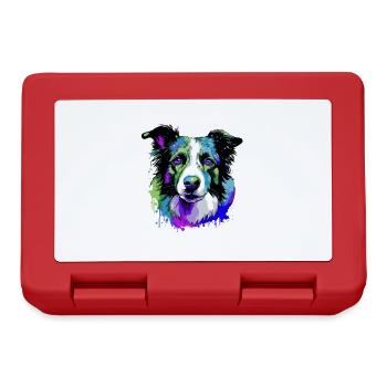 Border Collie Chien Tête Portrait Coloré - Boîte à goûter - rouge - Devant