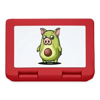 Cartoon of a funny cute avocado pig - Lunchbox - red - Front
