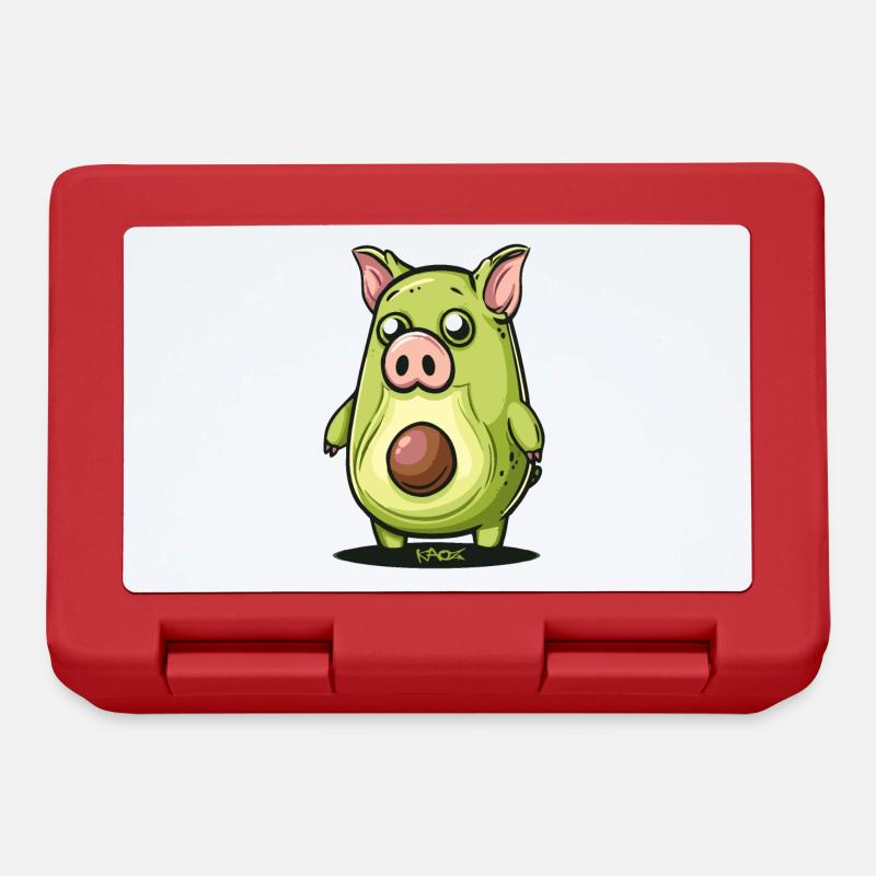 Cartoon eines lustigen niedlichen Avocado Schwein - Brotdose - Rot