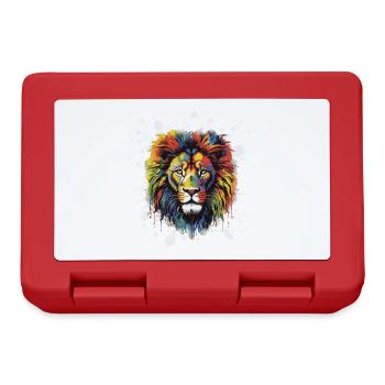 Lion Pop Art Head - Lunchbox - red - Front