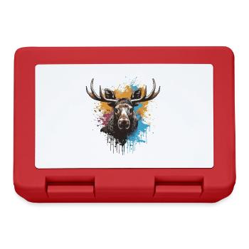 Moose Pop Art Head - Lunchbox - red - Front