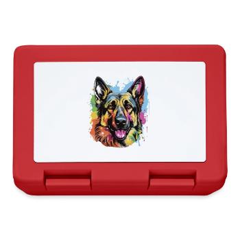 German Shepherd Dog Pop Art Head - Lunchbox - red - Front