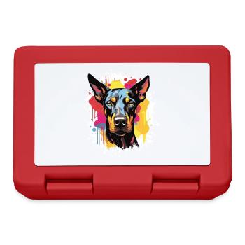 Doberman chien Pop Art tête - Boîte à goûter - rouge - Devant