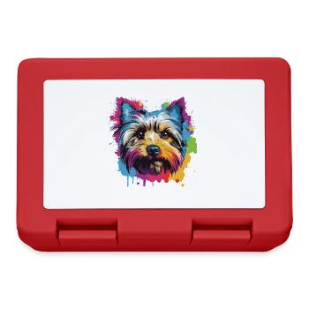 Yorkshire Terrier Hund Pop Art Kopf - Brotdose - Rot - Vorne