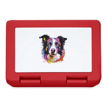 Border Collie Dog Pop Art Head - Lunchbox - red - Front