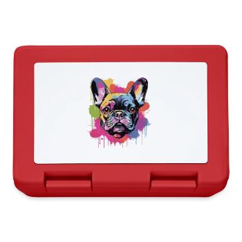 Französische Bulldogge Hund Kopf Porträt - Brotdose - Rot - Vorne