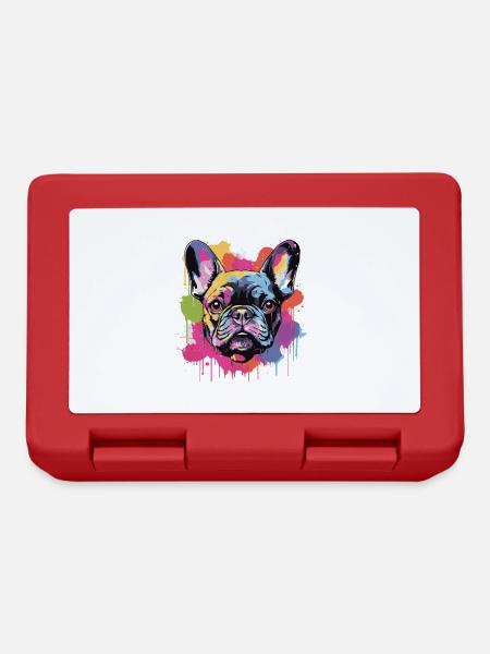 Portrait de tête de chien bouledogue français - Boîte à goûter - rouge