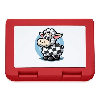 Checkered pattern cute cartoon sheep - Lunchbox - red - Front