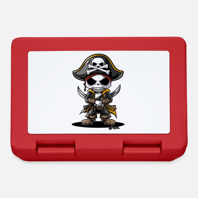 Funny Chibi Cartoon Skeleton Pirate - Lunchbox - red