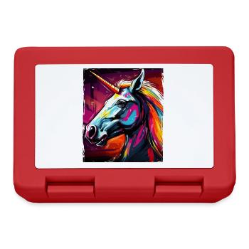 Einhorn Portrait - Brotdose - Rot - Vorne