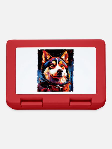 Husky Hund Portrait - Brotdose - Rot