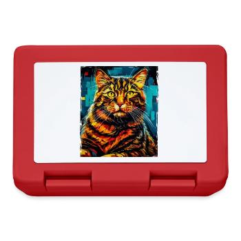 Cat Portrait Head - Lunchbox - red - Front