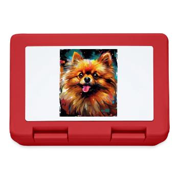 Pomeranian Hund Portrait - Brotdose - Rot - Vorne