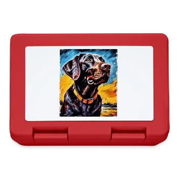 Labrador Hund Portrait - Brotdose - Rot - Vorne