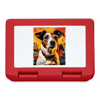 Jack Russel Terrier Hund Portrait - Brotdose - Rot - Vorne