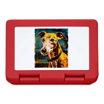 Greyhound Hund Portrait - Brotdose - Rot - Vorne
