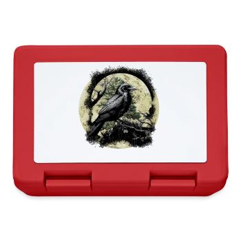 Lune, Corbeau, Corbeau, Oiseau, Occulte, Spirituel - Boîte à goûter - rouge - Devant