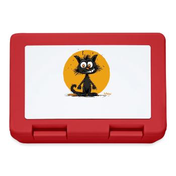Chat de dessin animé drôle - Boîte à goûter - rouge - Devant