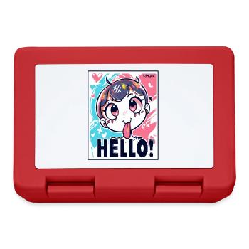 Freches Anime Girl sagt Hallo - Brotdose - Rot - Vorne