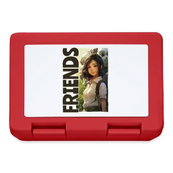 Cartoon: Manga Anime Girls and Robots, Friends - Lunchbox - red - Front