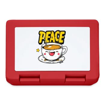 Funny laughing cup of peace, coffee and tea - Lunchbox - red - Front