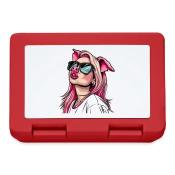 Superstar und cooles Influencer Schweine -Mädchen - Brotdose - Rot - Vorne