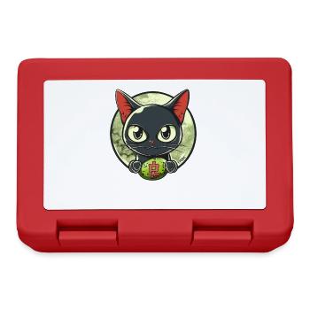 Cute Funny Happy Japanese Cat - Lunchbox - red - Front