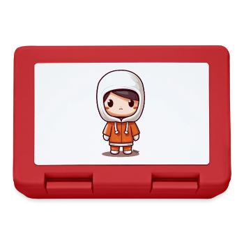 Mignon Kawaii Chibi Kid avec veste à capuche - Boîte à goûter - rouge - Devant