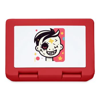 Abstraktes Lustiges Cooles Cartoon-Kind - Brotdose - Rot - Vorne