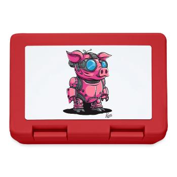 Cyber Cyborg Robot Pig - Lunchbox - red - Front