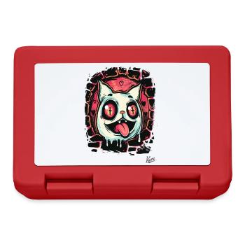 Crazy cat crossed out eyes from hell - Lunchbox - red - Front