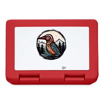 Gravure sur bois Nature : Des arbres et un oiseau - Boîte à goûter - rouge - Devant
