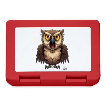Un hibou de dessin animé drôle et hurlant - Boîte à goûter - rouge - Devant