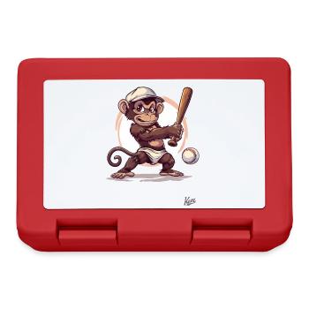 Baseball Player with Bat: Baby Monkey - Lunchbox - red - Front
