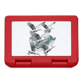 Seagulls Seagull Sea Ocean Coast Seabirds - Lunchbox - red - Front